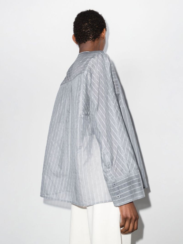 Collarless Striped Shirt