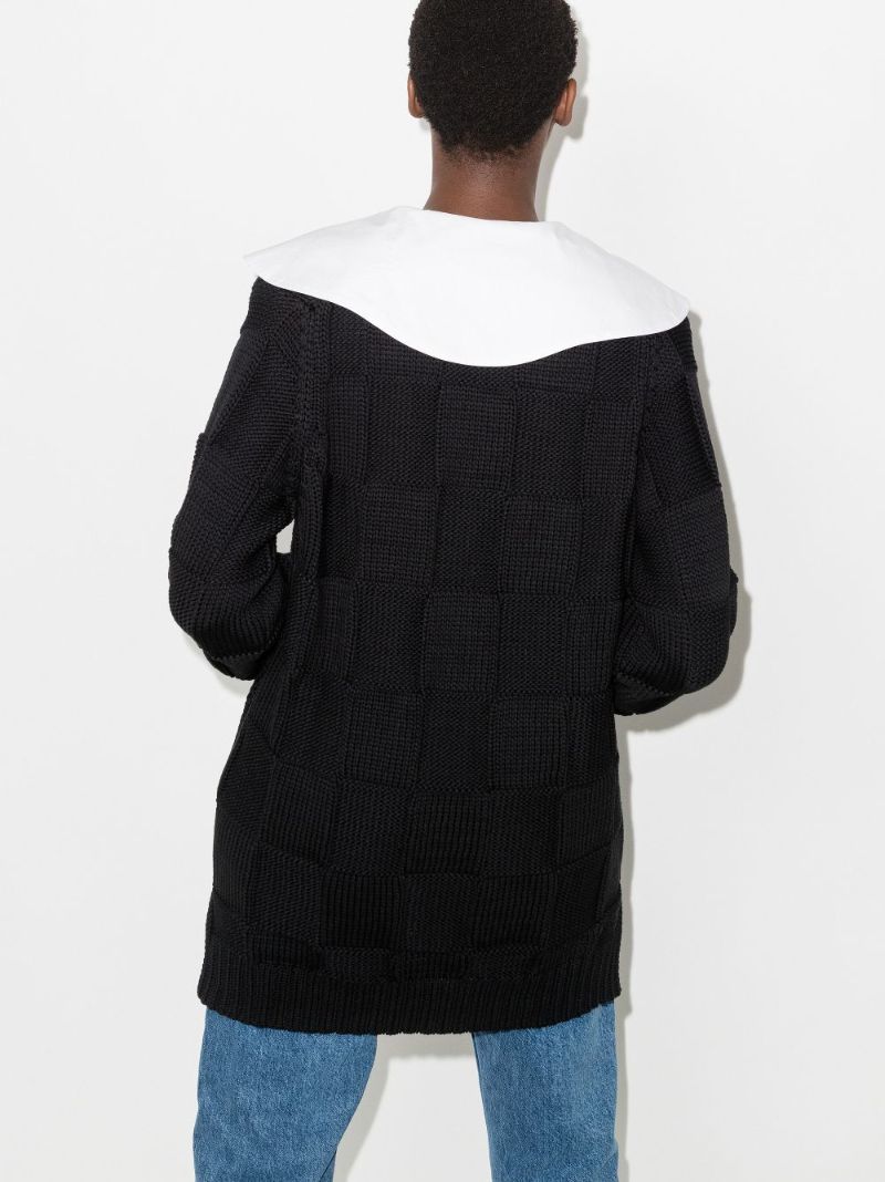 Smiley Face Contrast Collar Cardigan