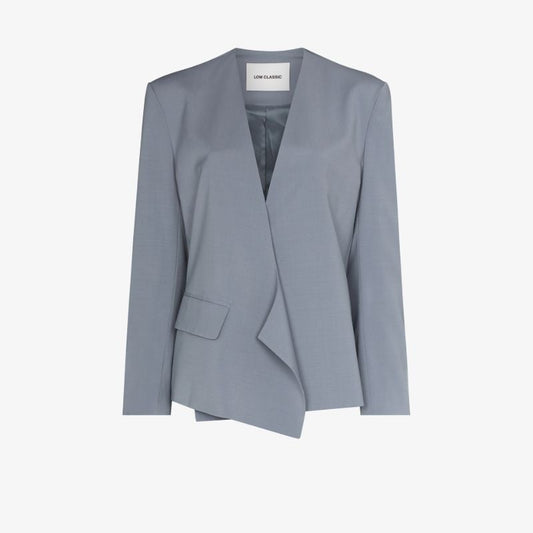 Draped Collarless Blazer