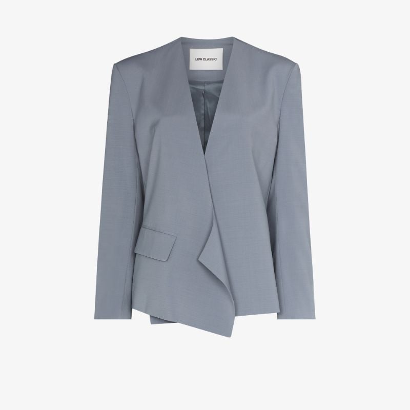 Draped Collarless Blazer