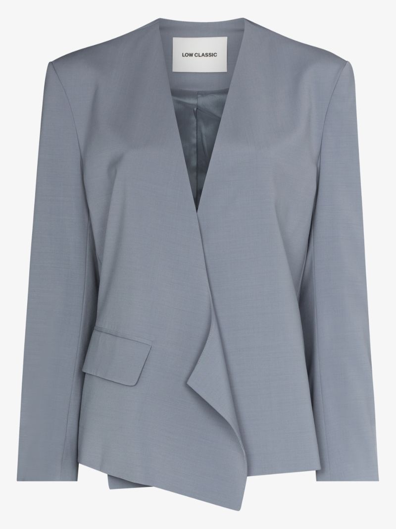 Draped Collarless Blazer