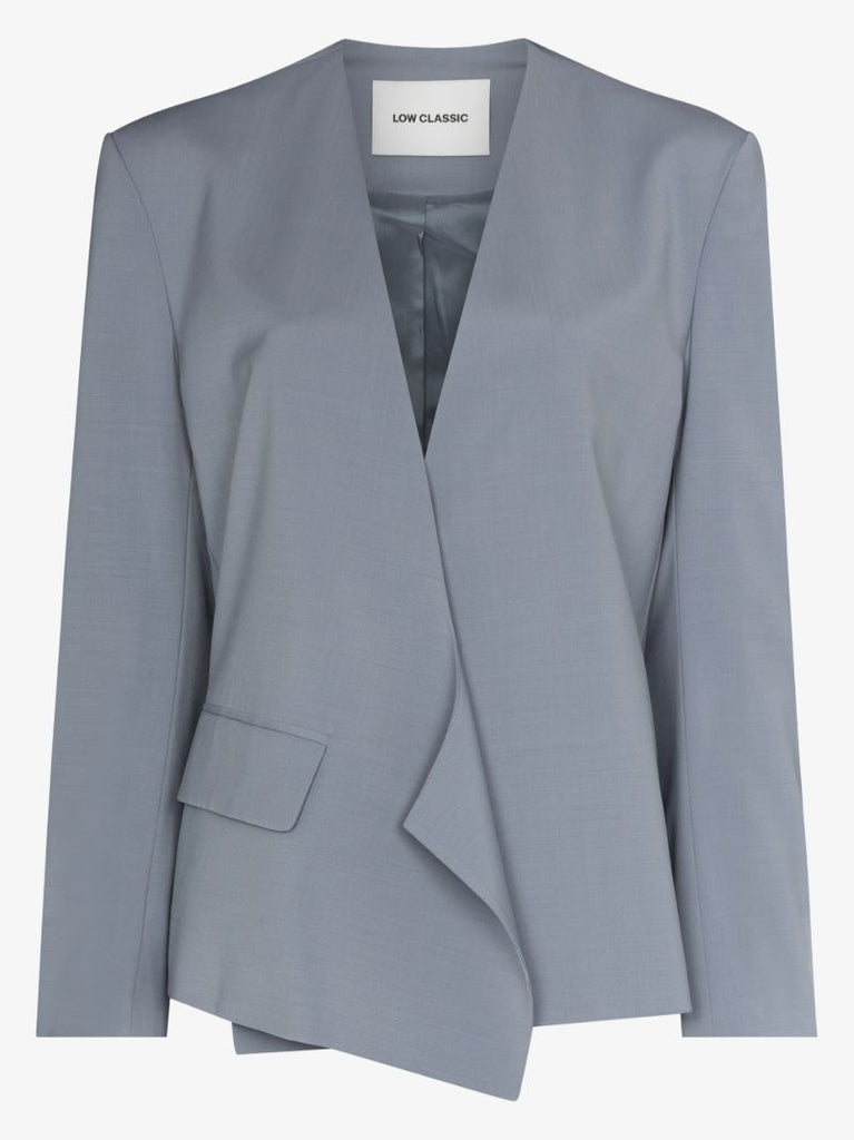 Draped Collarless Blazer