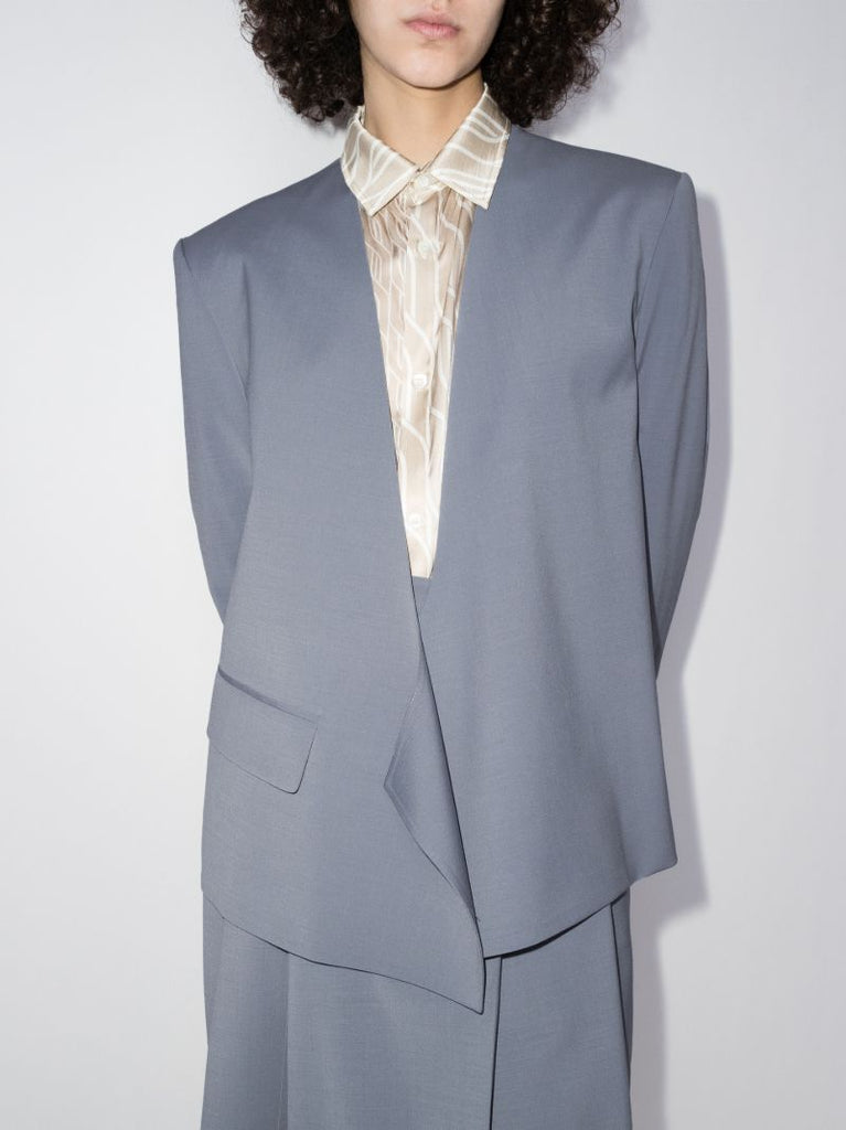 Draped Collarless Blazer