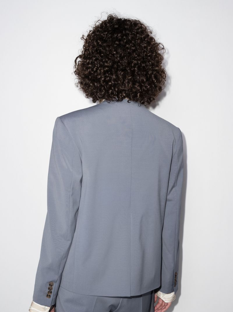 Draped Collarless Blazer