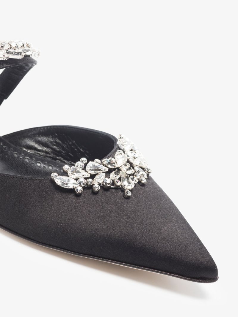 Black Lurum Crystal Satin Mules