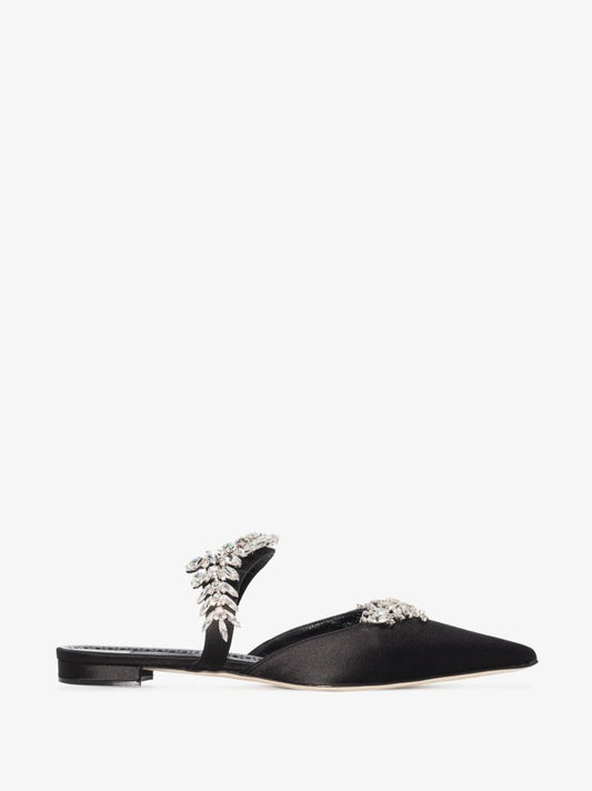 Black Lurum Crystal Satin Mules