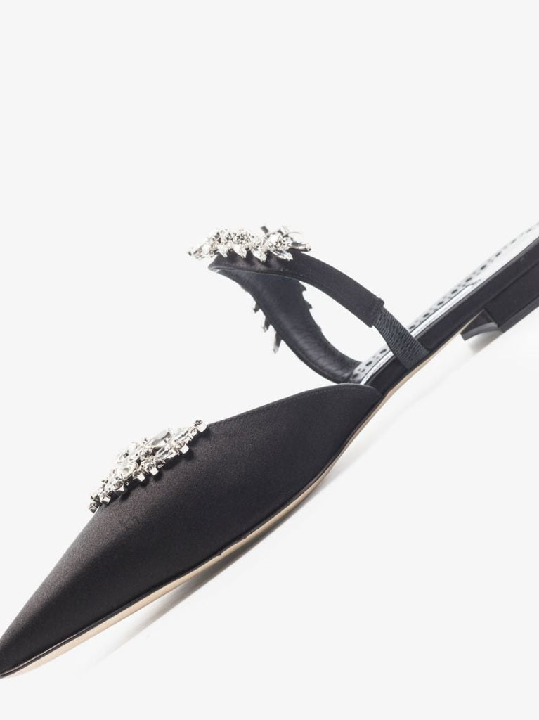Black Lurum Crystal Satin Mules