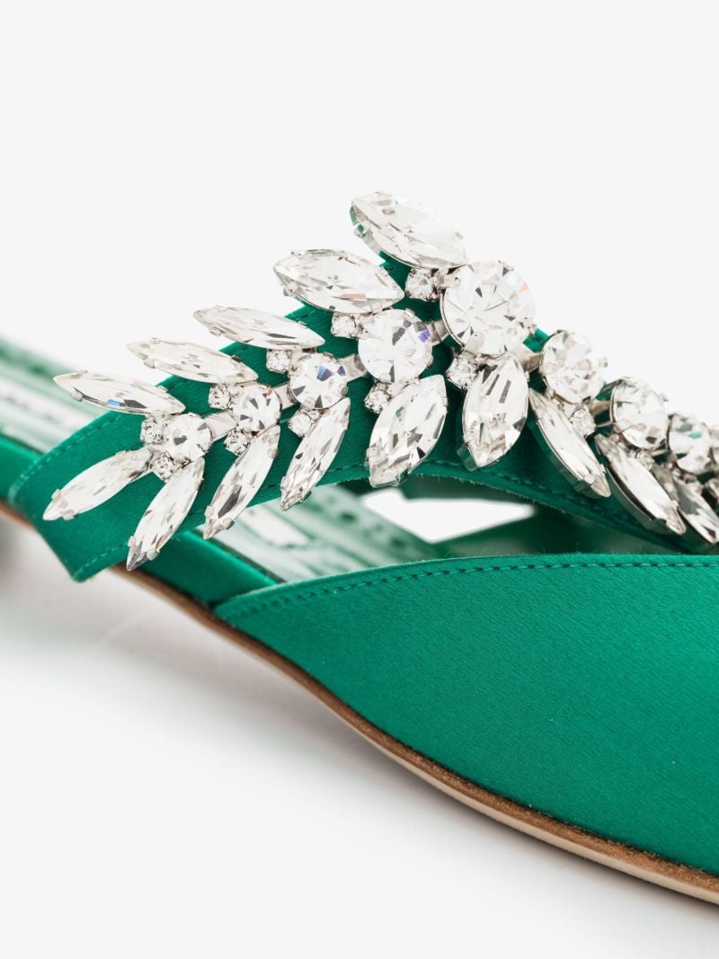 Green Lurum Crystal Satin Mules