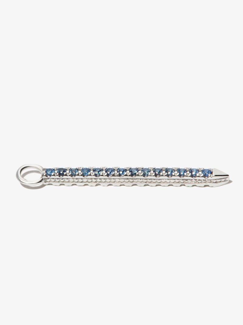 18k White Gold Eternity Bar Diamond and Sapphire Charm