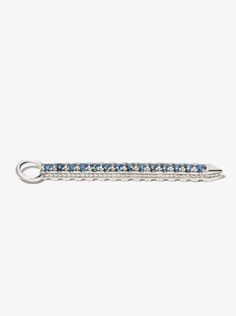 18k White Gold Eternity Bar Diamond and Sapphire Charm