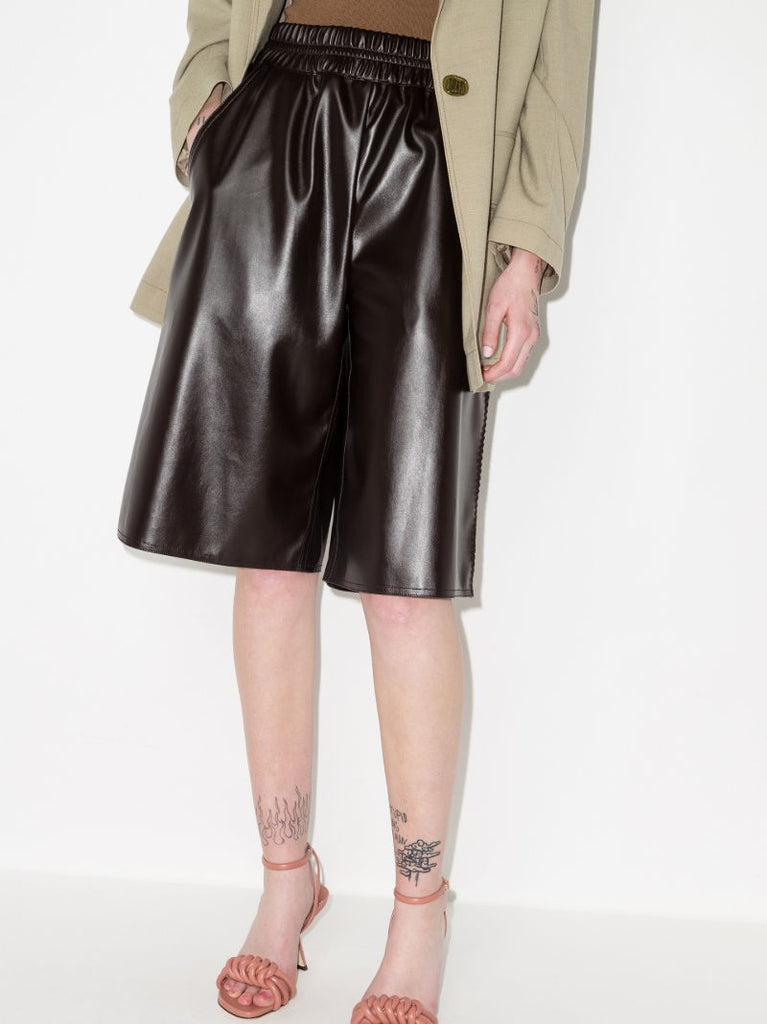 Knee-length Faux Leather Shorts