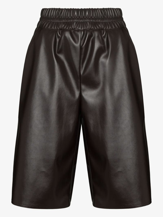 Knee-length Faux Leather Shorts
