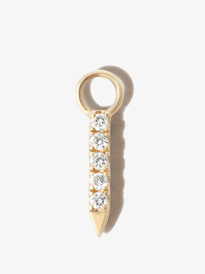 18k Yellow Gold Eternity Bar Short Diamond and Sapphire Charm