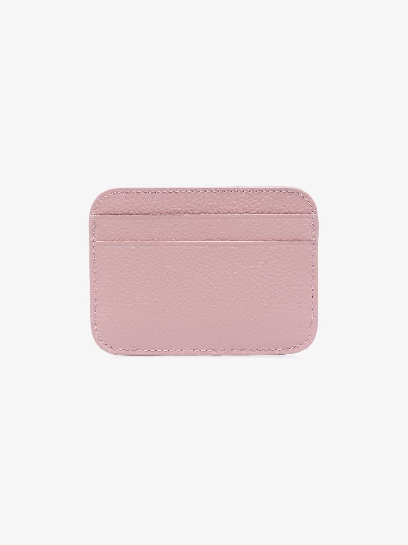 Pink Logo Grained Leather Card Holder