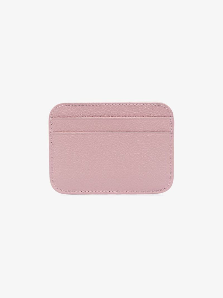 Pink Logo Grained Leather Card Holder