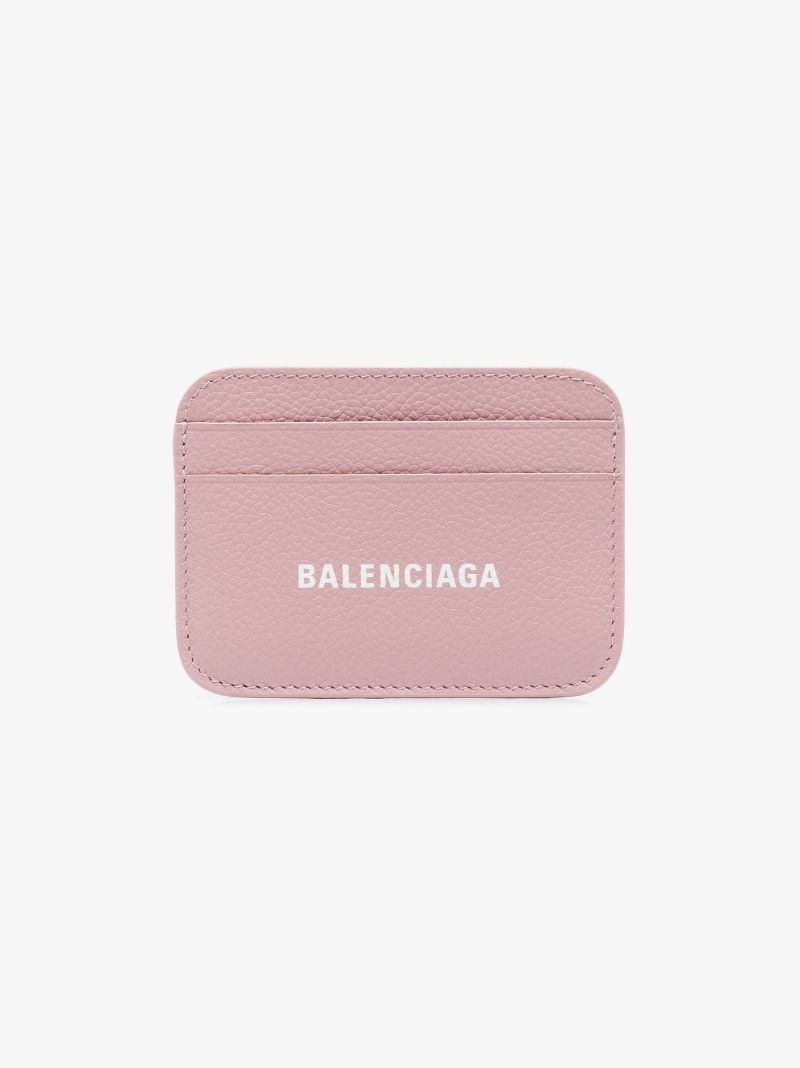 Pink Logo Grained Leather Card Holder