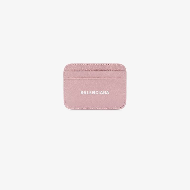 Pink Logo Grained Leather Card Holder