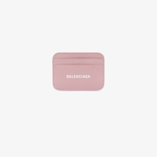 Pink Logo Grained Leather Card Holder