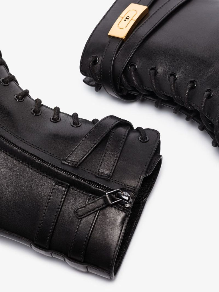 Black Hardware Leather Boots