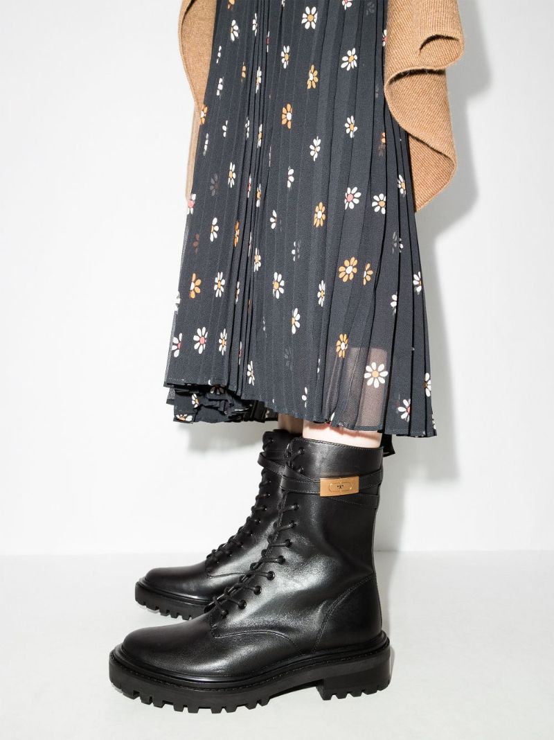 Black Hardware Leather Boots