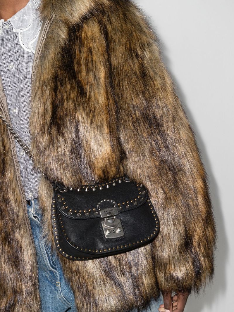 Black Studded Leather Cross Body Bag