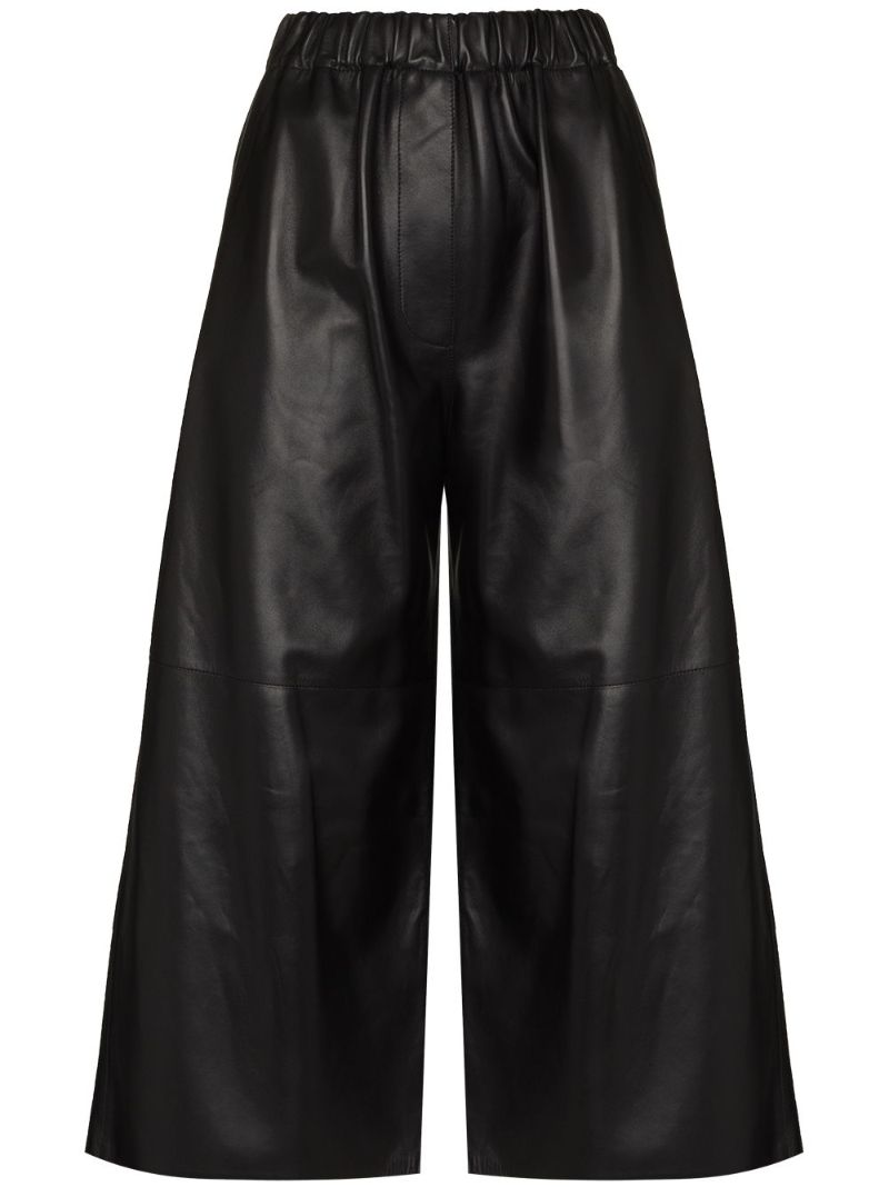 Cropped Wide Leg Leather Trousers