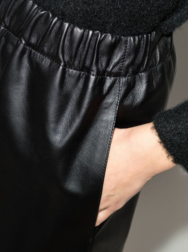 Cropped Wide Leg Leather Trousers