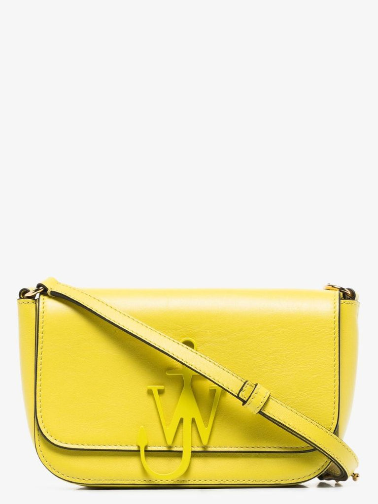 Yellow Chain Anchor Midi Leather Cross Body Bag