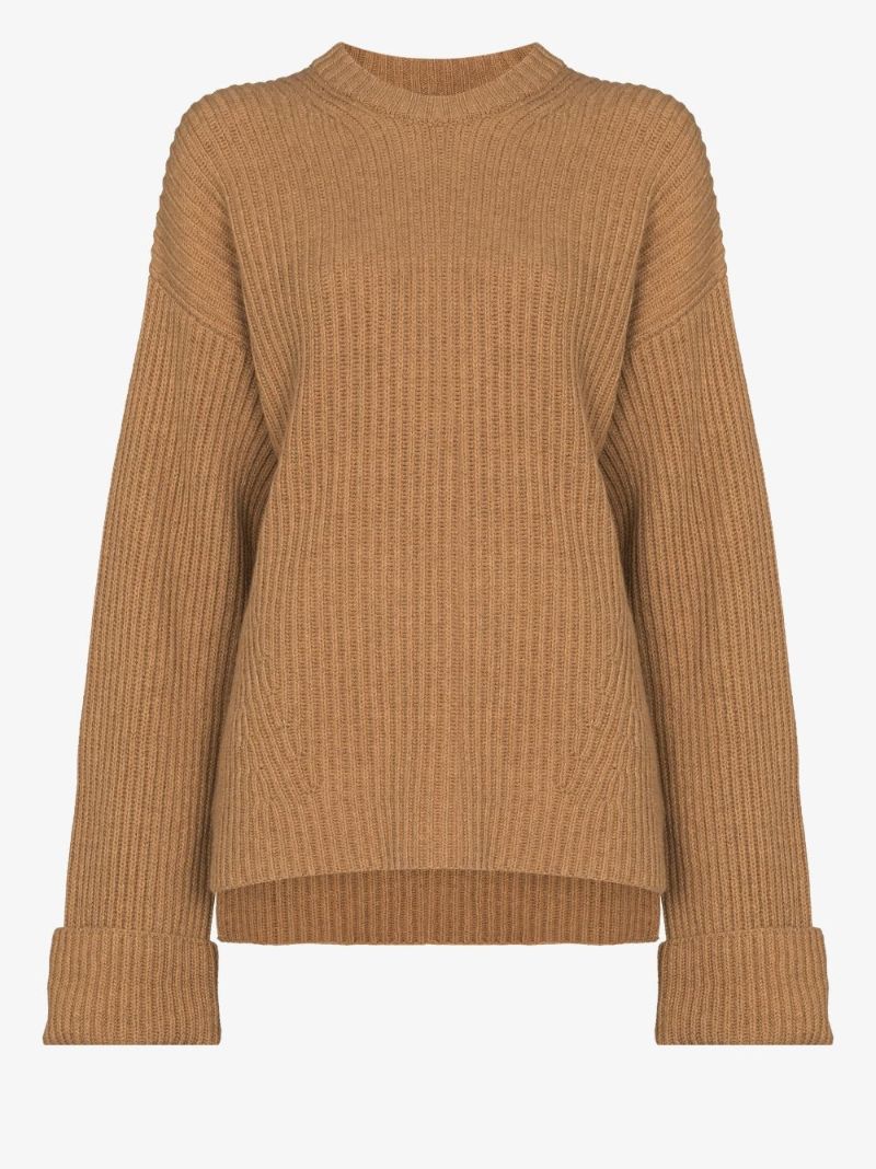 Ribbed Knit Wool Sweater