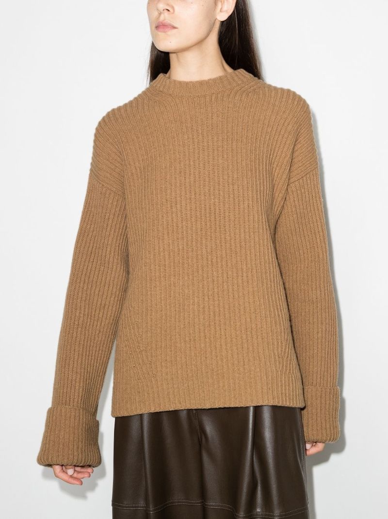 Ribbed Knit Wool Sweater