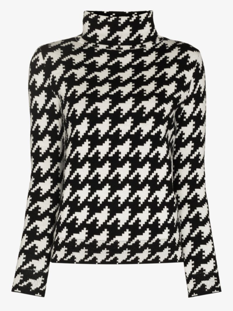 Black Houndstooth Merino-wool Sweater