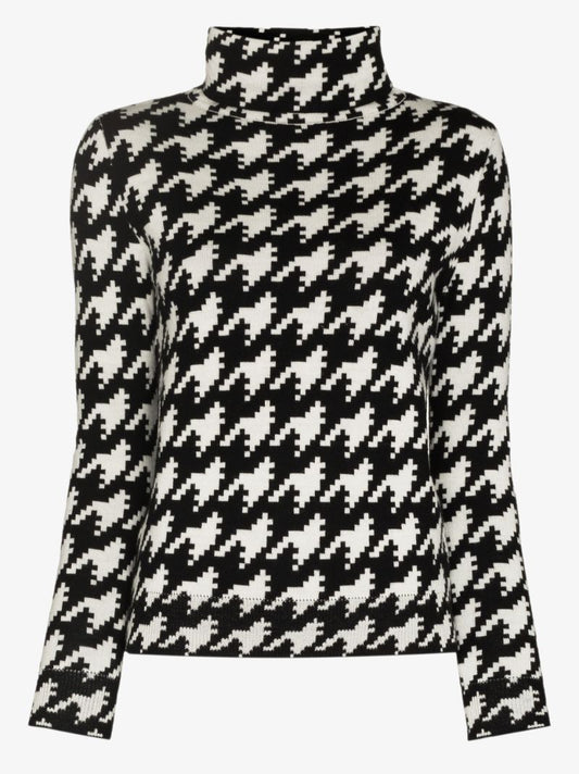 Black Houndstooth Merino-wool Sweater