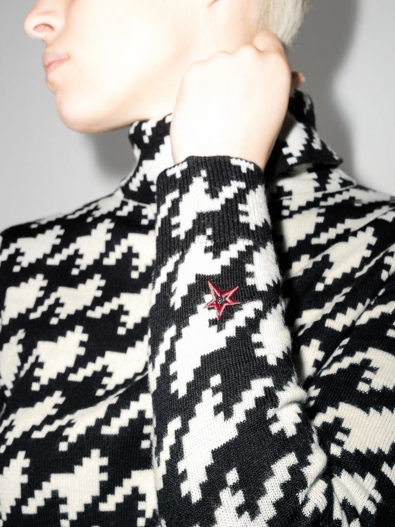 Black Houndstooth Merino-wool Sweater
