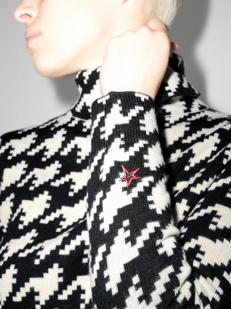 Black Houndstooth Merino-wool Sweater