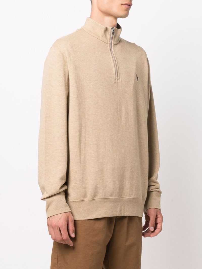 Neutral Pony Embroidered Zip-up Sweater