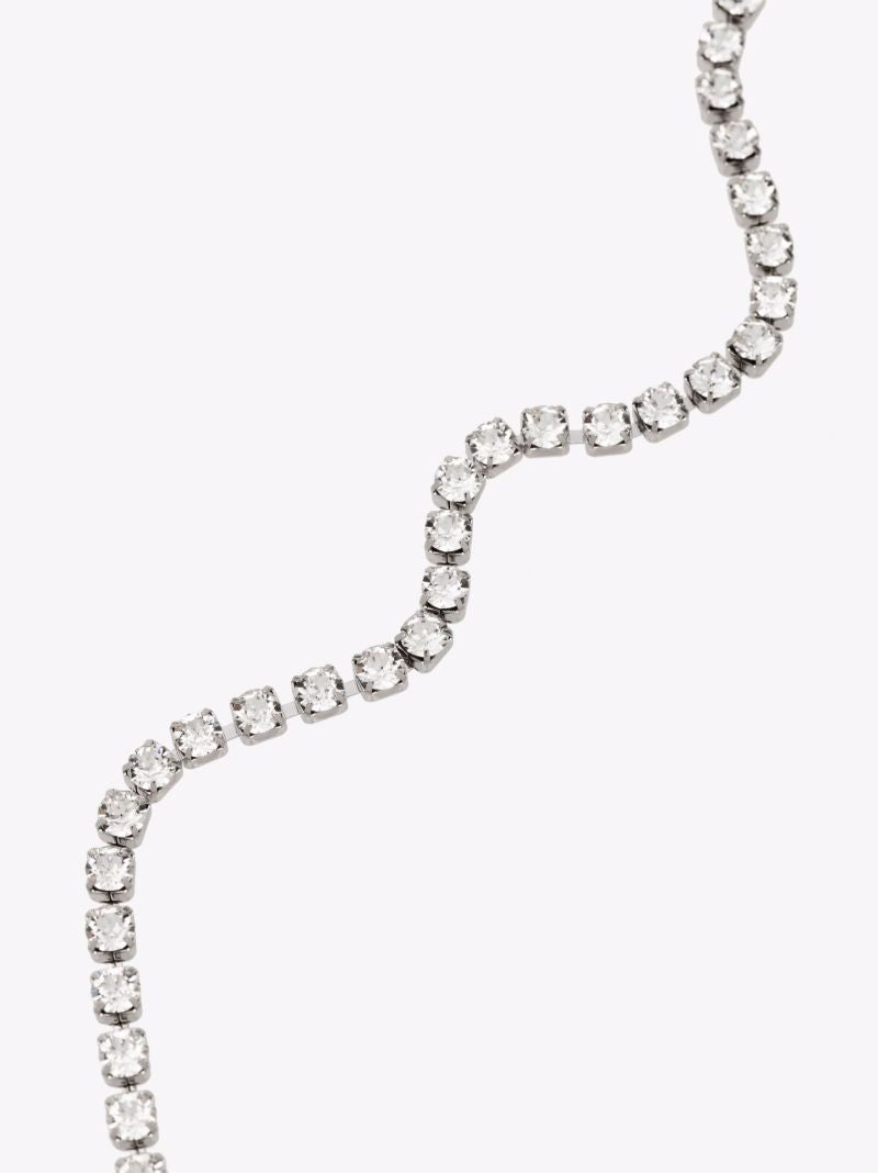 Silver Tone Crystal Tennis Necklace