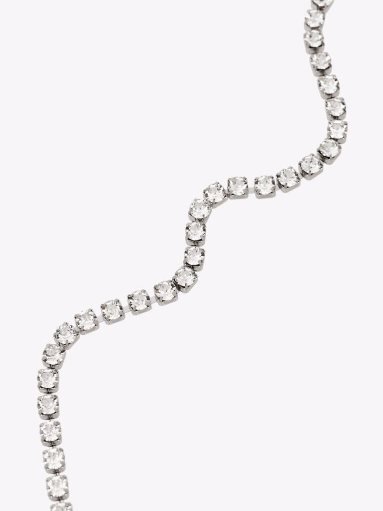 Silver Tone Crystal Tennis Necklace