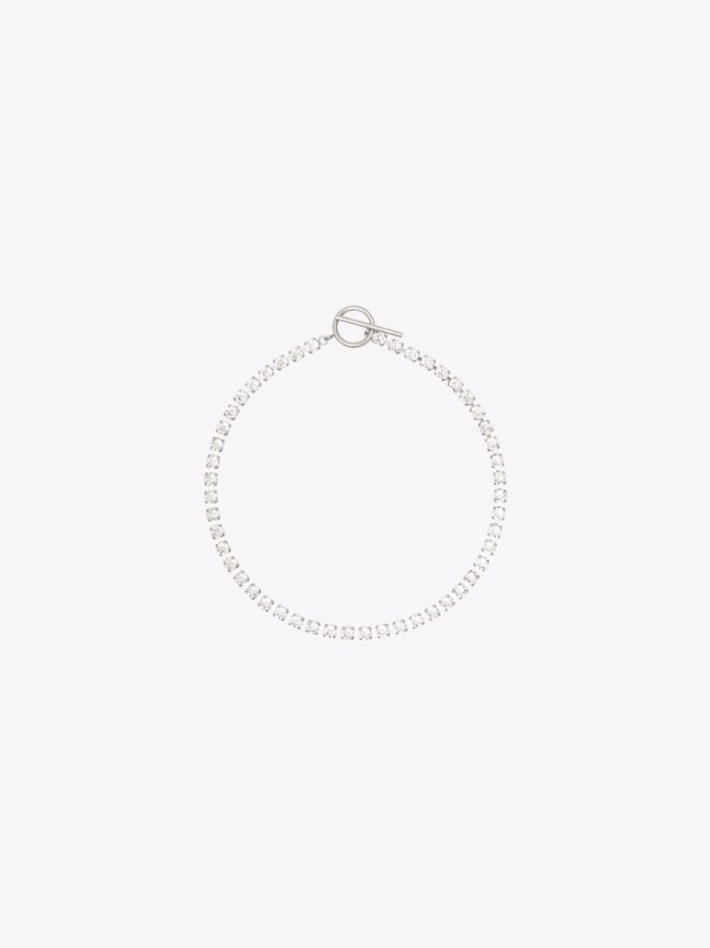 Silver Tone Crystal Tennis Necklace
