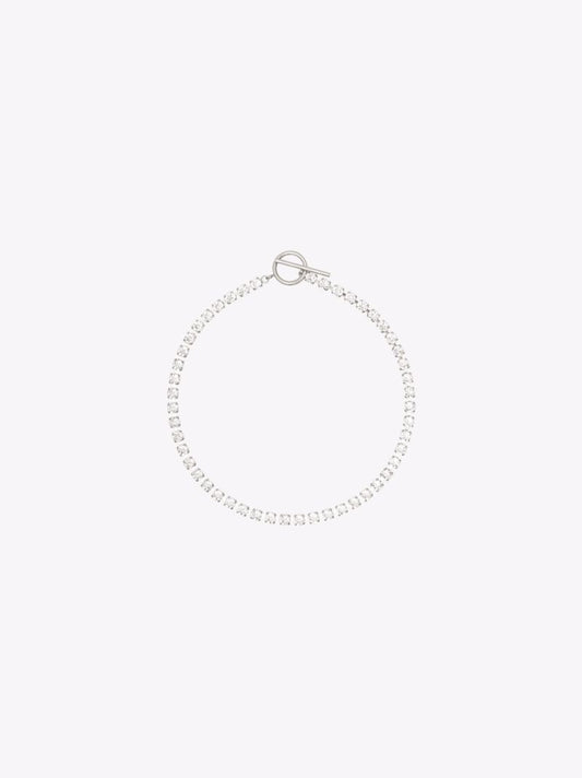 Silver Tone Crystal Tennis Necklace