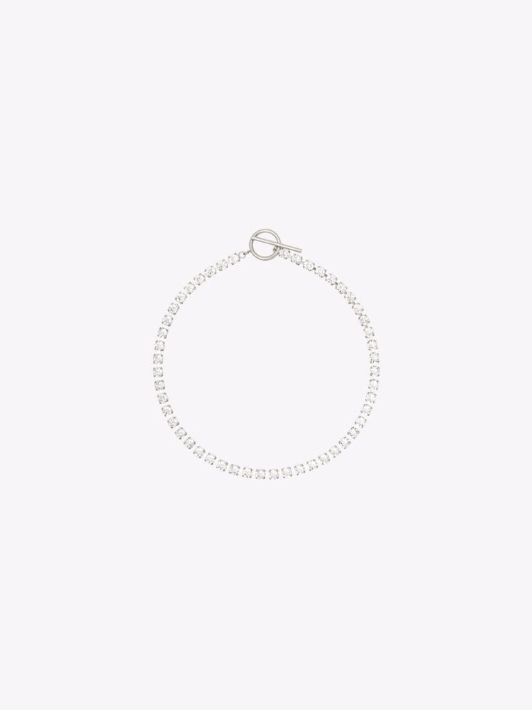 Silver Tone Crystal Tennis Necklace