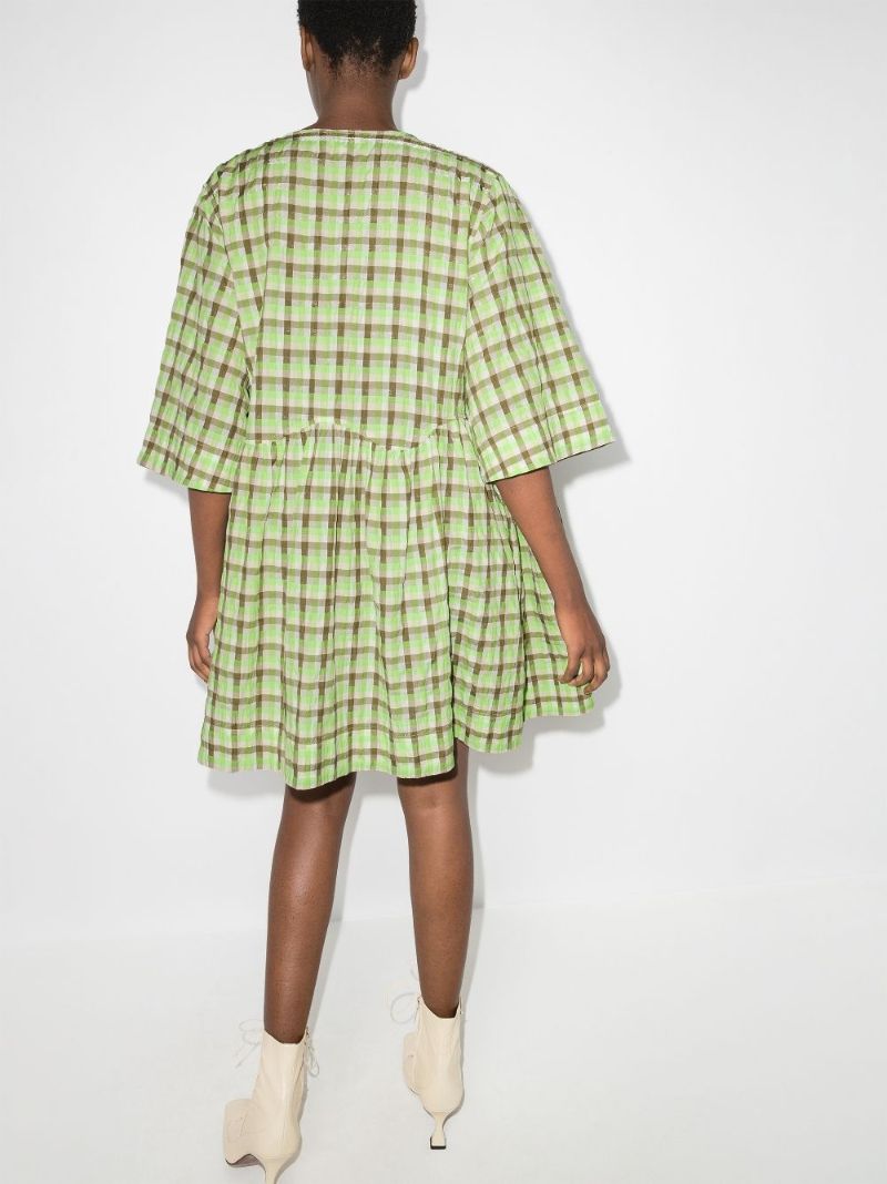 Checked Organic Cotton Mini Dress