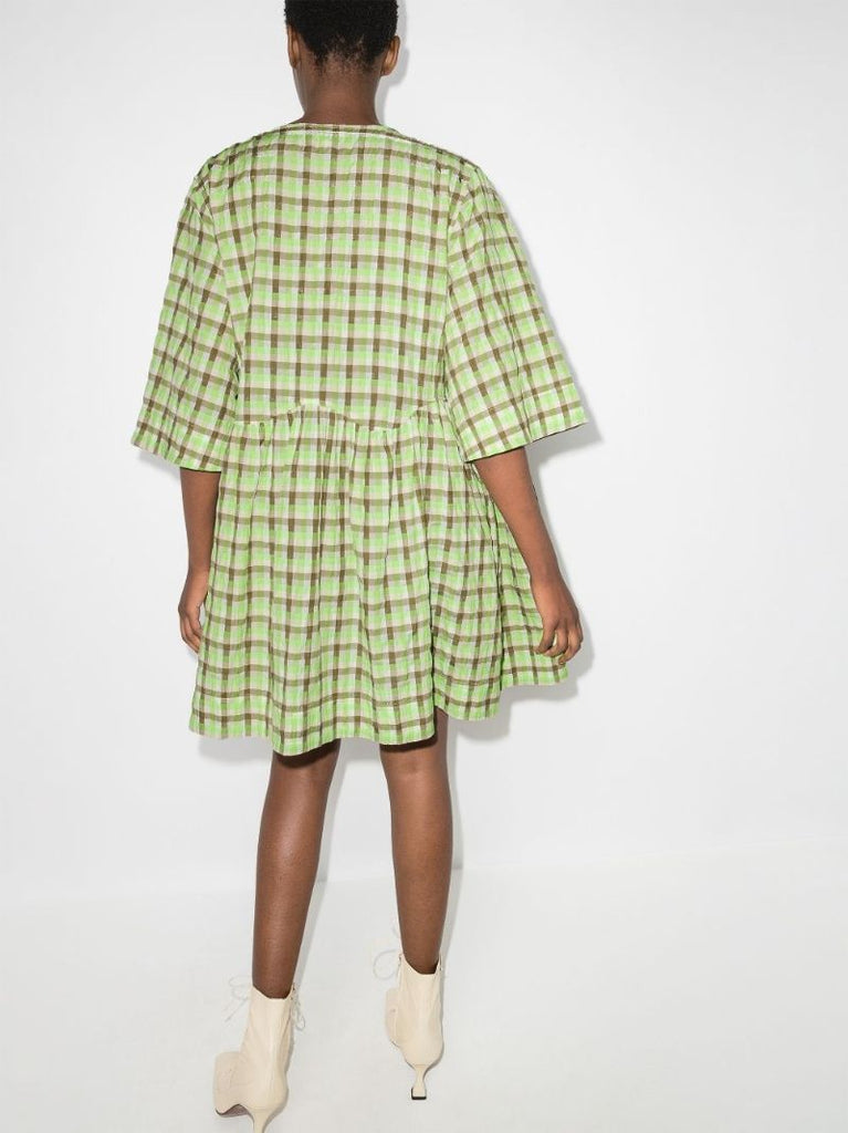 Checked Organic Cotton Mini Dress