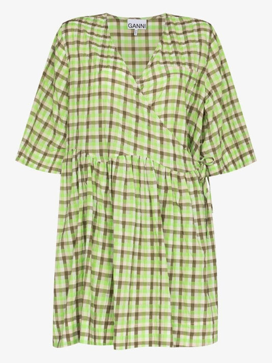 Checked Organic Cotton Mini Dress