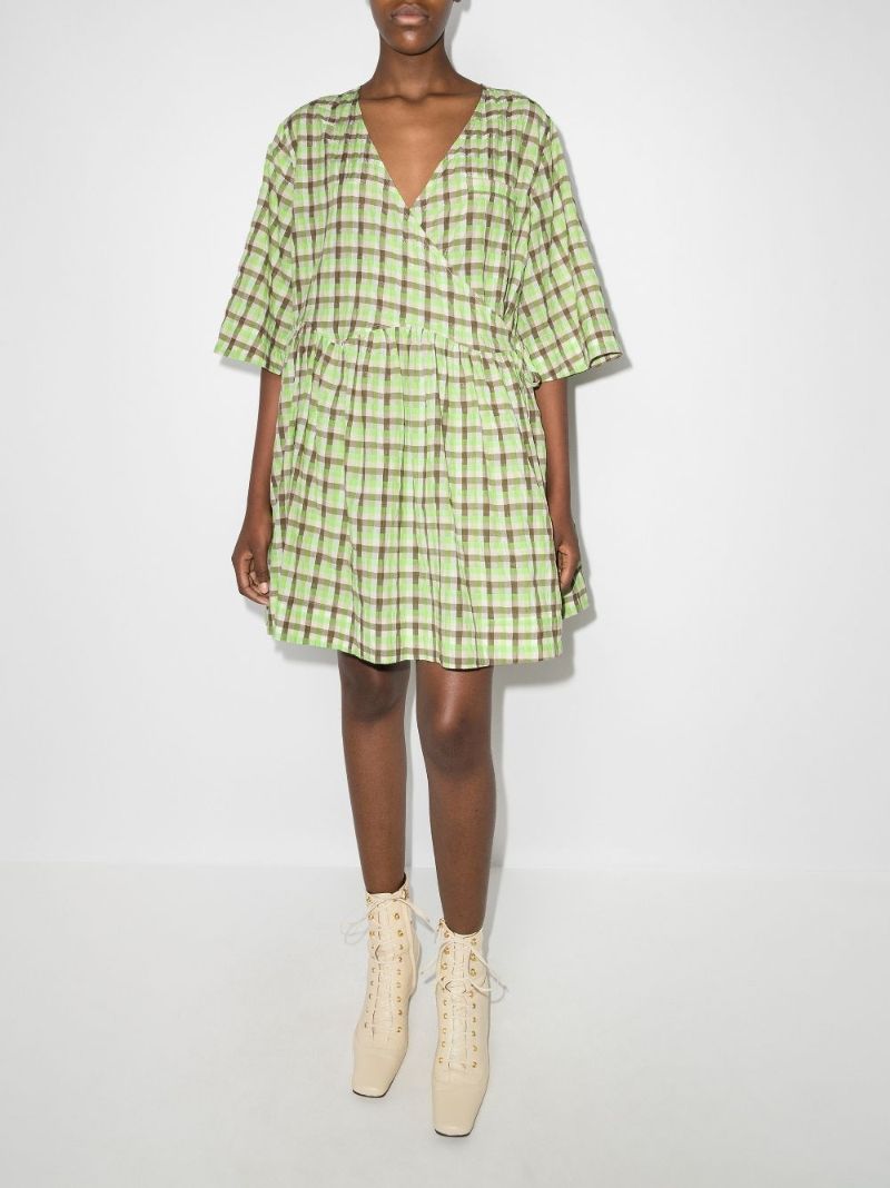 Checked Organic Cotton Mini Dress