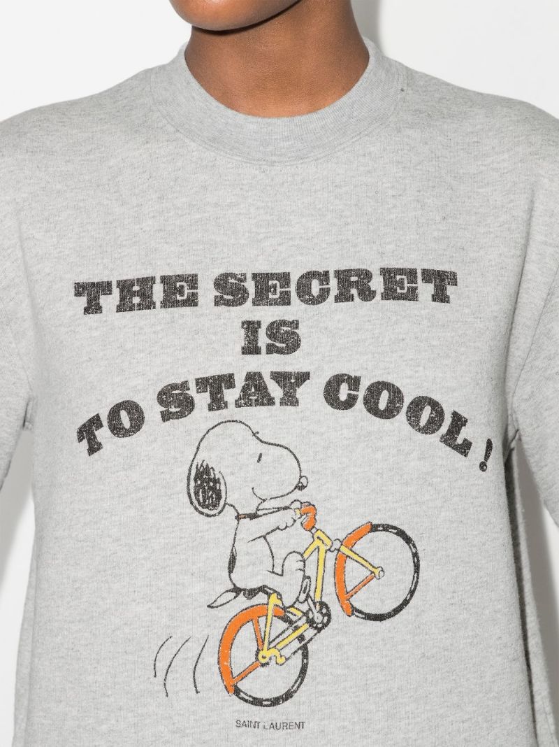 X Peanuts Snoopy Print Grey Cotton Sweatshirt