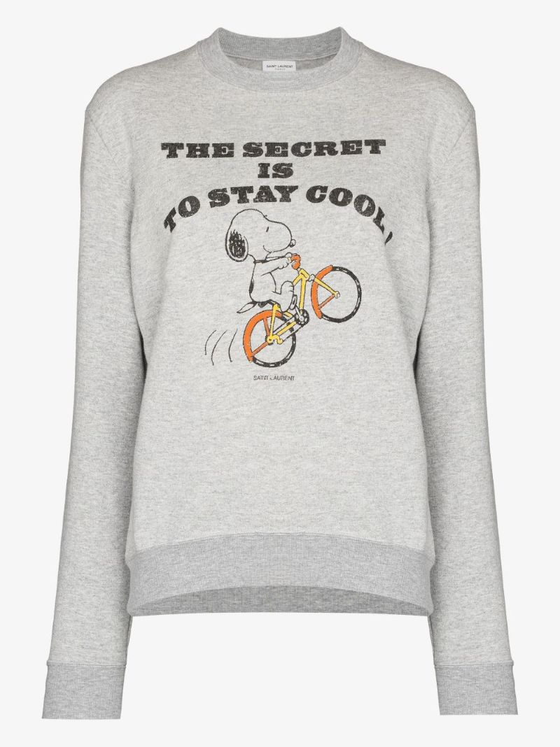X Peanuts Snoopy Print Grey Cotton Sweatshirt
