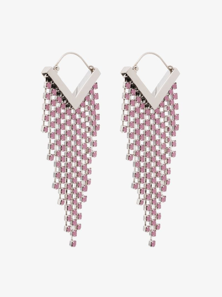 Silver Tone Melting Crystal Drop Earrings