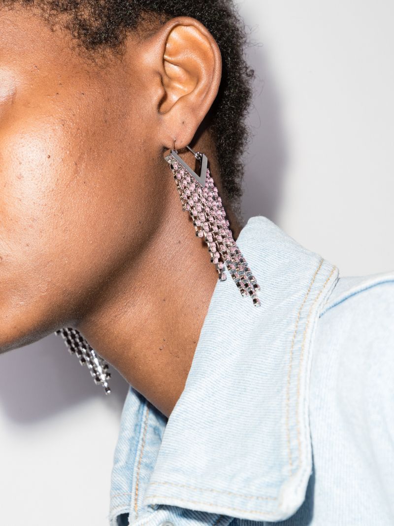 Silver Tone Melting Crystal Drop Earrings