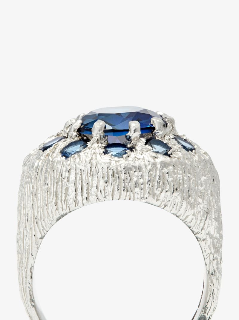 Sterling Silver Burnham Signet Sapphire Ring