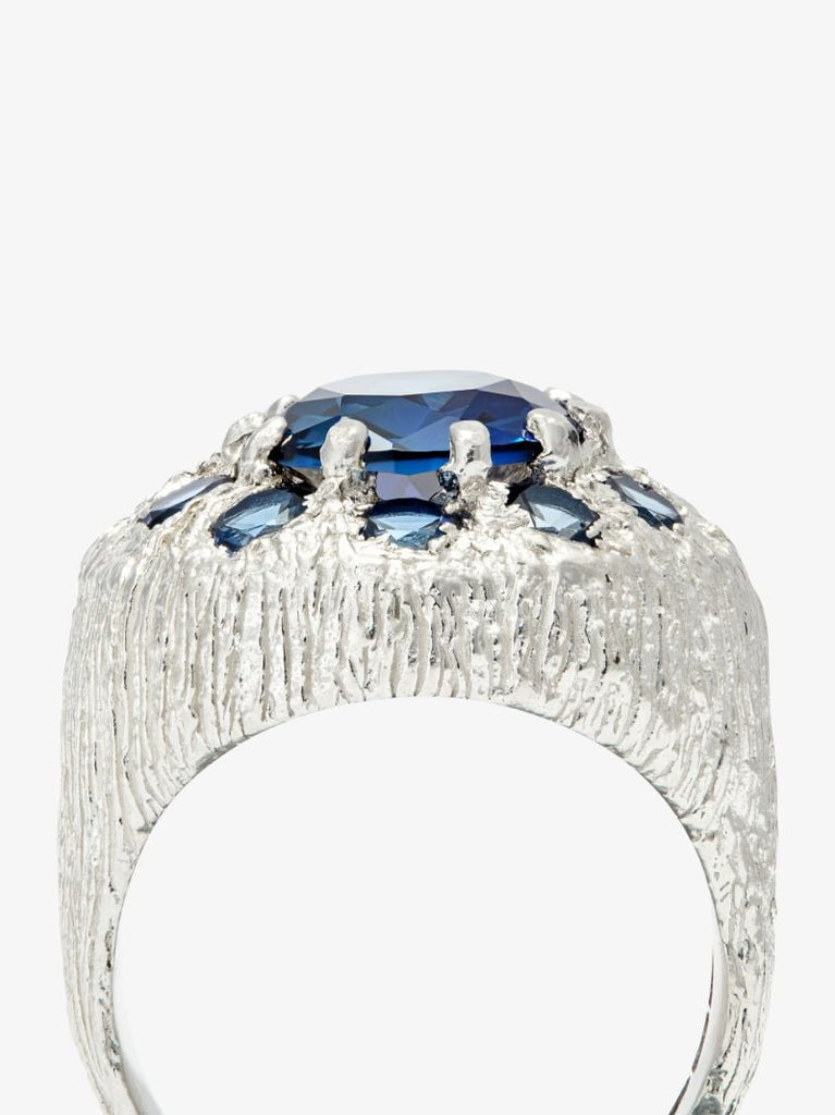 Sterling Silver Burnham Signet Sapphire Ring